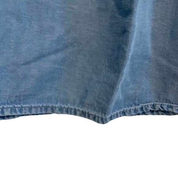 Zara Blue Chambray Off Shoulder Ruffle Sleeve Mini Dress - Picture 7 of 9